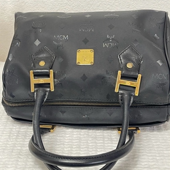 MCM Black Satchel with Gold Accents - Picture 11 of 13